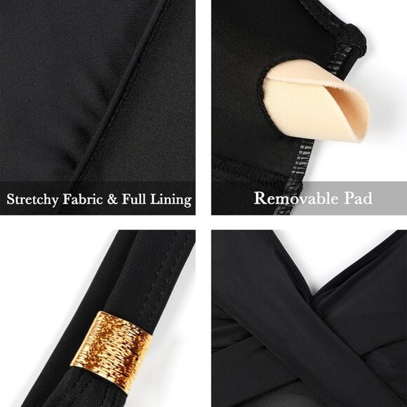 Women One Piece Swimsuit Army Green M - Picture 5 of 6